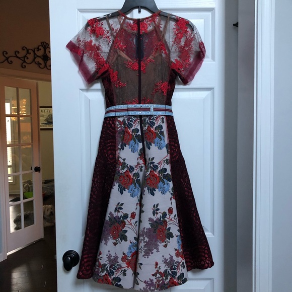 Anthro Byron Lars Winter Rose Lace Dress sz 00 - Picture 8 of 8